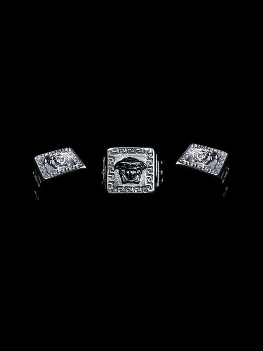 SILVER VERSACE RING